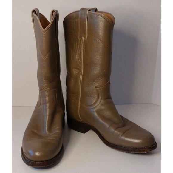 Justin Women's Ropers Tan Leather Pull‎ On Roper Boots Size 5 B - Picture 1 of 6